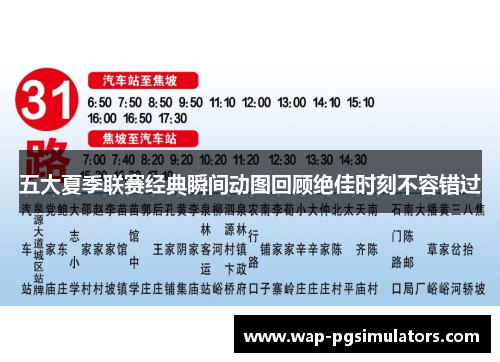 五大夏季联赛经典瞬间动图回顾绝佳时刻不容错过